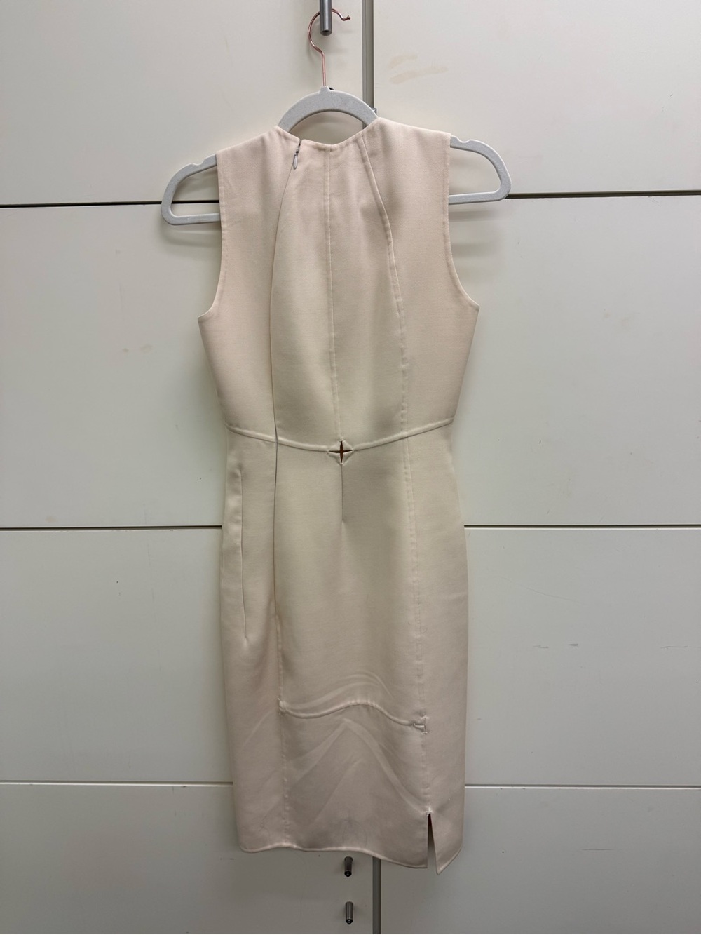 Chado by Ralph Rucci Wool Cream Sheath Dress - Elegant Professional Style - Picture 9 of 13
